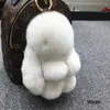 Cute Pluff Bunny Keychain Rex Genuine Rabbit FUR key Chains For Women Bag Toys Doll Fluffy Lovely Pompom Keyring Car Key7143286284w