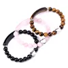 Fili di perline Bracciale in pietra naturale da 8 mm Cristallo rosa Occhio di tigre Agata nera Gioielli rotondi geometrici Accessori moda donna Fawn22