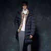 Jaqueta de inverno masculino de força de tigre com capuz cinza escuro longo negócio de espessura casual esportes parka casaco 70701 211119