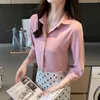 Coreano Mulheres Camisa Chiffon Blusa Para Três Quarter Sleeve S Feminino Top White Patchwork Tops Woman Basic 210427