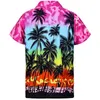 Palm Tree Printed Mens Hawaiian Shirts Short Sleeve Casual Summer Men Tropical Aloha Party Beach Wear Clothing Chemise 3X 210721