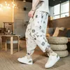 2021 Homens Summer Harem Calças Casuais Streetwear Caráteres Chineses Impressão Europeia Estilo Jogger Grande M-5XL Dropshipping X0723