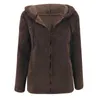 Mulheres Fur Faux Outono Inverno Casaco De Pelúcia Mulheres Casual Sólido V Pescoço Zíper Com Capuz Jaqueta Senhoras Slim Fluffy Teddy Coats 210526