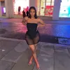 Casual Jurken 2021 Dames Feest Mouwloos Strapless Bodycon Sexy Mini Jurk Vrouwen Zwart Transparant Mesh Backless Potlood