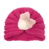 New Baby Kniited Turban Kids Girls Boys Autumn Winter Warm Knit Beanies Cap for Children Strawberry Bows Hat Headband