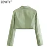 Zevity Women Vintage z długim rękawem Solidna krótka Slim Blazer Płaszcz Kobiet High Street One Button Odzież Odzież Odzież Zamknij Ct719 211019