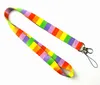 Wholesale Cell Phone Straps & Charms 20pcs Rainbow Color pattern Cartoon Mobile lanyard Key Chain ID card hang rope Sling Neck Badge Pendant Gifts