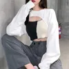 Kazak Kadın Kore Streetwear Uzun Kollu Tişörtü Kazak + Yelek Casual Parti Kırpma Üst Yeni 2020 Sonbahar Kadın Giyim Y0820
