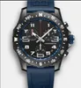 nouveautés montre homme chronomètre à quartz montres en acier inoxydable cadran noir homme chronographe montre-bracelet 48mm bracelet en caoutchouc 266-2