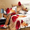 3D Rose Printed Bed Linen Bedclothes King Size Wedding Decorative Duvet Cover Sheet Pillowcase Romantic Bedding Set for Adults 210706