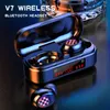 V7 TWS Bluetooth Oortelefoon Draadloze V 5.0 Hoofdtelefoon Touch Headset Sport Waterdichte 3D Stereo Sound LED Oordopjes Mode