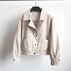 Fitaylor Automne Faux Cuir Veste Femmes Pu Moto Court Biker Manteau Simple Poitrine Grande Poche Faux Cuir Souple Outwear 210908