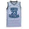 Kuzey Karolina Erkekler Tar Topuklar 23 Michael Jersey UNC Kolej Basketbol Formaları Giymek Siyah Beyaz Mavi gömlek