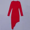 Eleganckie Sexy Kobiety Sukienka Czerwony Z Długim Rękawem Klub Celebrity Bodycon Es Party Odzież Jesień Zima 210515