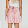 Summer Lace-up chiffon satin wrap skirt womens solid color Mini high waist s fashion lace short 210621