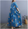 4XL 5XL 6XL Katoen Maxi Jurken voor Dames Plus Size Floral Print Drobe Vrouwelijke Vakantie Boho Beach Drladies Vestidos 2021 X0621