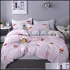 Set di biancheria da letto Forniture Tessili per la casa Lenzuolo da giardino Federa Consolatore Er Set copripiumino 4 pezzi Modello di stampa Sweet Stberry Stile da ragazza