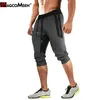 MAGCOMSEN Summer Mens Joggers 3/4 Length Pants Casual Lightweight Gym Workout Fitness Trousers Breathable Running Sweatpants Man 210715