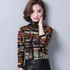 Casual Turtleneck långärmad tröja Kvinnor Koreanska Mode Kläder Hösttryck Toppar Blusas Mujer de MODA 7468 50 210506