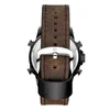 GOLDENHOUR Top Brand Men Dual Display Fashion Quartz Watch Mens Waterproof LED Digital Clock Military Leather Casual Wristwatch 210517