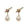 Stud Korean Crystal Line Metal Pearl Earrings For Women Girl Simple Gold Color Small Earring Party Jewelry