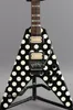 Jack oğlu Randy Rhoads Polka Dot Siyah Uçan V Elektro Gitar Pas Mop Bowtie İçeriler Floyd Rose Tremolo Köprü Kilitleme Nutu Whammy 8941305