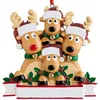 Weihnachten leere Anhänger DIY unvollendete Harz Cartoon Rentier Statue personalisierte Name Weihnachtsbaum hängen Home Ornamente für Familie Wanddekoration