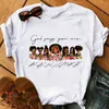 Dames Zomer Casual T-shirt Figuur Meisje Feminist Print Lace Up Graphic Tee Shirt Topmaat (S-3XL))