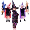 Filles Enfants Halloween Costume Sorcière Assistant Cape Cape Top Chapeau Pointu Ensemble Cosplay Party Baguettes Magiques Enfants Garçons Magicien Outfit Q0910