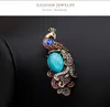 Natural Animals Chinese Bird Peacock Brooches For Women Blue Stone Jewelry Accessories Girl Brooch Pins