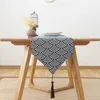 Retro Japanese Linen Cotton Table Runner Lattice Tea TV Cabinet Cover cloth Flag Decoration Home Decor 210628