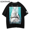 Catena Magliette Camicie Streetwear Hip Hop Shark Magliette in cotone Harajuku Punk Rock Gothic T-shirt a maniche corte Moda Top 210602