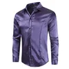 T-shirts pour hommes Respirant Casual Hommes Chemise de couleur unie Slim Chemise à manches longues Printemps Automne Version Imitation Soie Bouton Mode Top Coat