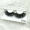 Groothandel pluizig 25mm valse wimpers mink slapende streep 3D nertsen make-up dramatische lange zweep met papieren doos