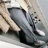 JXMYY 겨울 두꺼운 여성 하렘 바지 캐주얼 Drawstring 트위스트 니트 Femme 세련된 따뜻한 여성 스웨터 바지 210925