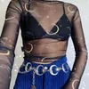 原宿パンクムーン金属ベルト女性ヴィンテージハイウエストチェーンゴシック太陽スライバーペンダントファッション女性糸