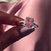 Choucong obietnica Pierścień 925 Silver Poduszka Cut 3ct Diament Zaręczyny Band Pierścienie Dla Kobiet Mężczyzn Biżuteria