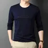 2021 Top Quality New Fashion Brand 95% Cotton 5% Spandex Mens Casual Long Sleeve t Shirt Plain Round Neck Tops Men Clothes G1229