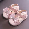 Sandals Little Girls Summer Princess Sweet Glitter Bowtie Butterfly-knot Children's Flat Shoes Breathable Anti-slippery Toddlers