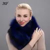 Authentic Fox Fur Knitted Multicolour Scarf Women's Genuine Leather Collar Magnetic Buckle Winter Fashion Collar Ring Hw-10 H0923