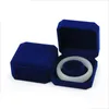 Square Shape Velvet Jewelry Packaging Holder Blue Color Box For Pendant Necklace Bracelets Rings Earring Boxes Display Decor