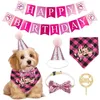 Köpek Giyim Pet Mutlu Doğum Günü Banner Şapka Taç Papyon Kek Topper Bandana Atkısı Parti Dekor