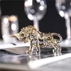 HD Champagne Crystal Bull Beeldje Kunst Glas Dier Figuur Standbeelden Souvenir Sculpture Thuis Office Decor Gift voor Papa / Vriend