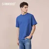 Simwood sommar ny 240g tjock tyg T-shirt män solid färglös stil plus storlek t-shirt hög kvalitet toppar 210329