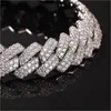 Nouvelle arrivée Gold Bling Diamond Mens Bracelet Chain de liaison cubaine Iced Out Cumbic Zirconia Courb Chaînes de bracelets bijoux G4975419