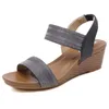 Sandálias femininas American Cross-fronteiras de ouro pó cunhas com Elastic Plus Size 42women's Shoes