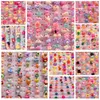 New 100 Pcs/lot Children's Cartoon band Rings Jewelry Heart Shape Animals Flower Assorted Baby Girl ring Gifts