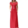 2021 Elegante abito lungo estivo Donna manica corta Maxi Ladies Party Casual es Abito femminile Femme Verde Rosso XXL Y0823