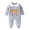 Détail nouveau-né bébé barboteuse 2pcs ensemble avec capuchon coton onesies imprimé combinaison une pièce tenue combinaisons toddle infantile enfants vêtements de marque