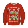 Herrtröjor män män kvinnor santa ful jul tröja 3d rolig tryck höst crewneck semesterfest xmas jumper toppar par